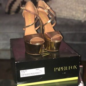 Gold Strappy Platform Heels